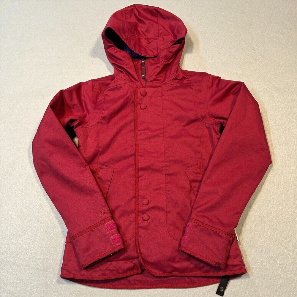 Burton Jet Set Ski Jacket Womens XS Red Port Royal Hooded Snowboarding Insulated